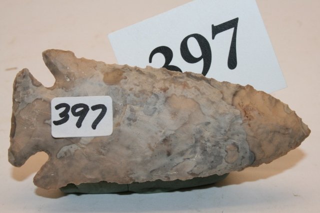 Kirk Corner Notch Point: 3 ¾” Kirk Corner Notch Point – Mottled Chert, Indiana