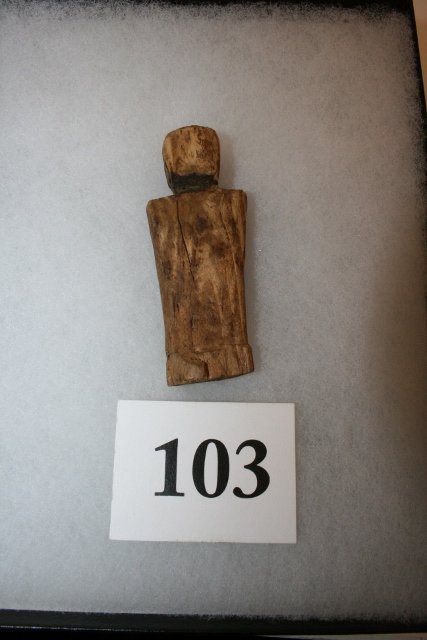 Carved Driftwood Inuit Human Figure Doll: 3 1/8" x 1 1/8" Carved Driftwood Inuit Human Figure Doll
