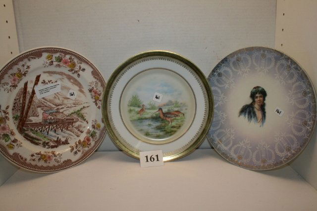 (3) Plates: (3) Plates – (1) Portrait (unmarked), Thue over Mr Bird Plate (nice gold rim), Collector Plate Frontier Locomotive