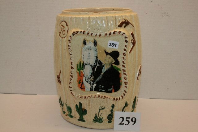 Hopalong Cassidy Cookie Jar: Hopalong Cassidy Cookie Jar – no lid – large chip on rim