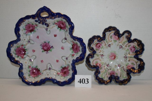 (2) pc. Unmarked Cobalt Blue Nippon Glass: (2) pc. Unmarked Cobalt Blue Nippon Glass – (2) open bowls