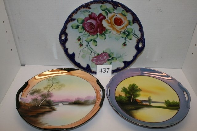 (3) Hand Painted Plates: (3) Hand Painted Plates – 1 Nippon, 2 Noritake