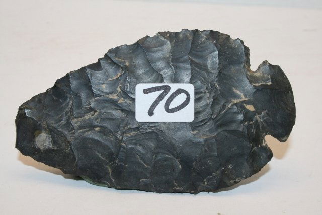 Coshocton Flint Dovetail Point: 3 5/8” Coshocton Flint Dovetail Point – Attica Ohio Area – old ding to point