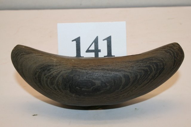 Banded Slate Crescent Bannerstone: 4 5/8” Banded Slate Crescent Bannerstone, Delaware Co. Ohio – one half has been restored