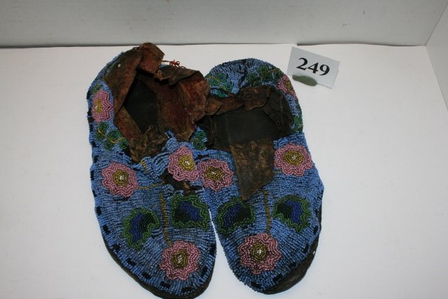 Pair of Nez Perce Moccasins: 10” Pair of Nez Perce Moccasins – 1875 – sole stiff