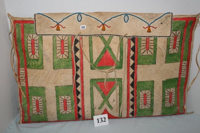 Parfleche Pouch with beaded top: 23 ½” x 15” Parfleche Pouch with beaded top
