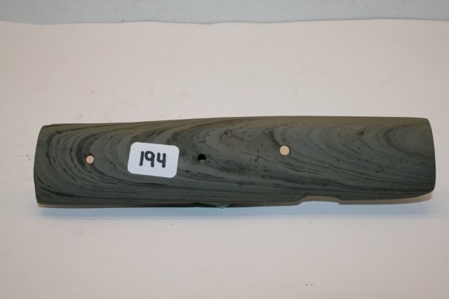 3 Hole Glacial Kame Banded Slate Gorget: 6 3/16” x 1 3/8” 3 Hole Glacial Kame Banded Slate Gorget – Williams Co. Ohio