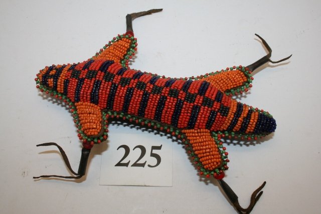 Lizard Effigy Beaded Fetish: 7” x 3 ¾” Lizard Effigy Beaded Fetish - tourist trade item