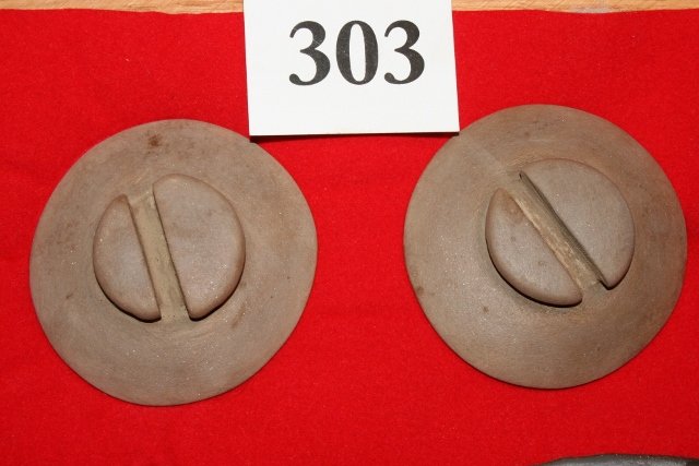 2 Engraved Spiro Soapstone Ear Spools: 5 x 7 Frame with 2 Engraved Spiro Soapstone 2 ½” dia. Ear Spools, professionally restored