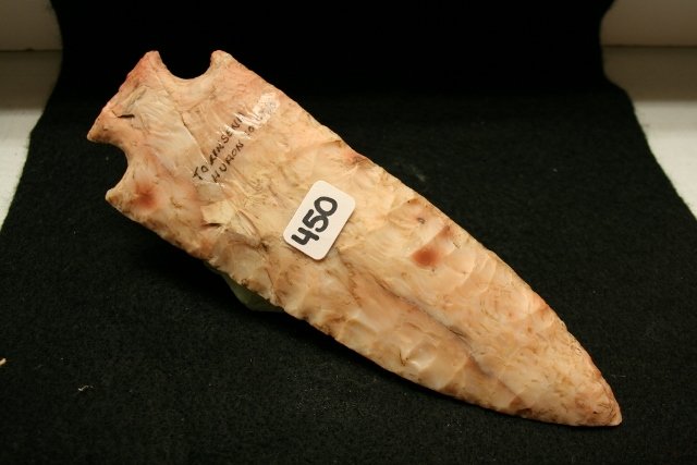 Flint Ridge Hopewell Spear: 6 1/2'” x 2 ¼” Flint Ridge Hopewell Spear – Huron Co. Ohio – Ex. Townsend