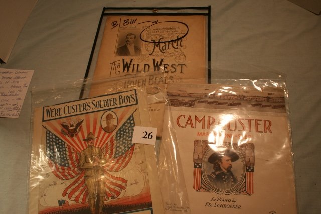 Sheet Music (3) Camp Custer: Sheet Music (3) Camp Custer, March One Step, We’re Custer’s Soldier Boys, The Wild West – some have minor tears