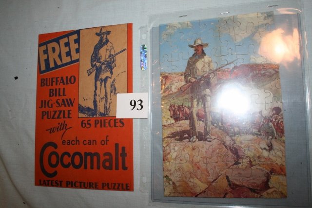 Buffalo Bill Puzzle: Rare Buffalo Bill Puzzle and Cut Box Cover (Puzzle is mint)