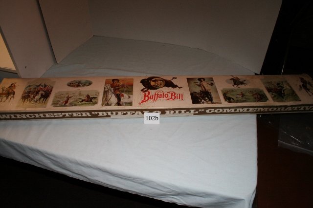 Winchester Box for Buffalo Bill Rifle: 46 ½” x 7” x 2 ½” original Winchester Box for Buffalo Bill Rifle