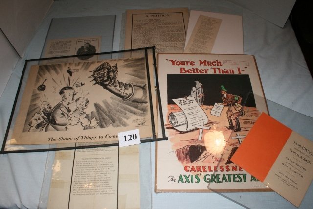 Petition to the Kaiser: Petition to the Kaiser, The Kaisers Prayer, The Emperor’s Speech, “The Devil, The Kaiser, The Kaiser’s Apology, 10” x 14” ad, “The Shape of things to come, Drawn for Philco, 1942 “You’