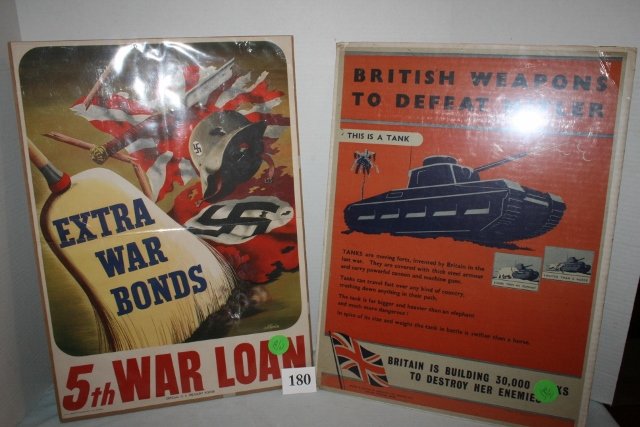 U.S. Gov’t War Bond Poster: 14 ½” x 20 ¼” U.S. Gov’t War Bond Poster, U.S. Treasury, 14 ¼” x 19 ¾” British Weapons to Defeat Hitler Official Poster