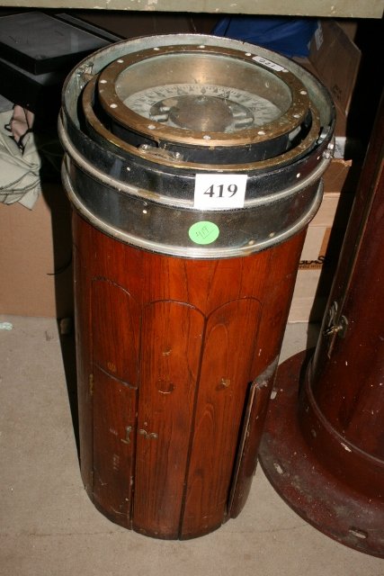 Wood Based Binnacle: 12” x 28 ½” Wood Based Binnacle – missing cover and weight brackets and balls – cannot ship