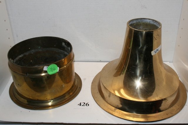 Cast Iron Telegraph Base: 26 ½” x 13” Cast Iron Telegraph Base, Ships Compass Casing, Brass Base – cannot ship