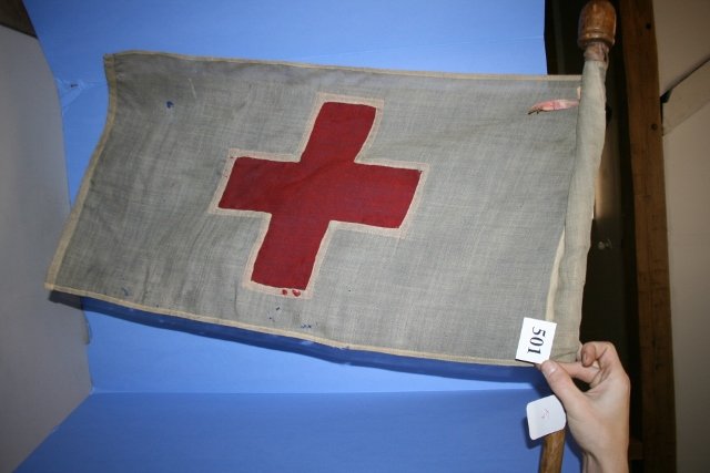 Red Cross Flag: Red Cross Flag with pointed Pole, 57”