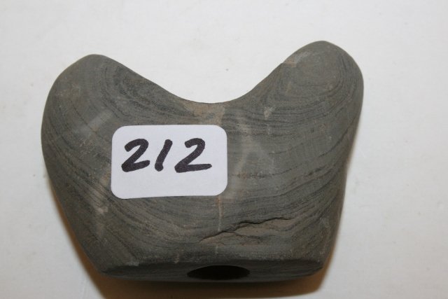Banded Slate Wing Nut Bannerstone: 2 ¼” Banded Slate Wing Nut Bannerstone found by Todd Houck South of Arlington, Hancock Co. Ohio