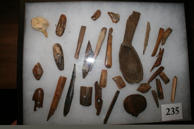 33 pcs. Bone Ivory Wood Assorted Inuit – Eskimo: 12 x 16 Frame with 33 pcs. Bone Ivory Wood Assorted Inuit – Eskimo Artifacts will not ship out of country