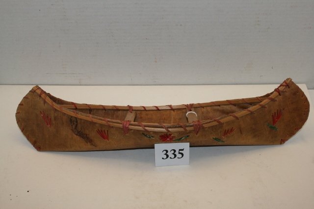 Quill Decorated Birch Bark Canoe: 17” Finely made Quill Decorated Birch Bark Canoe – Wisconsin, Great Condition