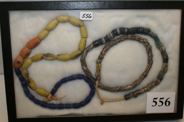 (2) 25” Strands of Rombold Sand Cast Trade Beads: (2) 25” Strands of Rombold Sand Cast Trade Beads, multi colored
