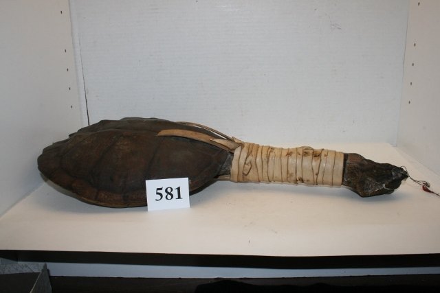 20” Iroquois Turtle Rattle: 20” Iroquois Turtle Rattle, made by Irocraft, circa 1950-1960, signed Effie Johnson