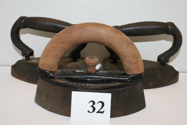 (3) Sad Irons: (3) Sad Irons – one marked A.C. Williams, (2) #6
