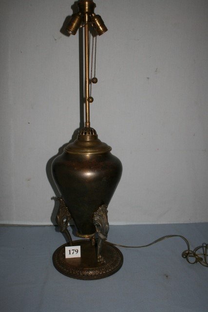 Bradley & Hubbard Brass Lamp Base: Bradley & Hubbard Brass Lamp Base – signed B & H 6163 – 34” tall