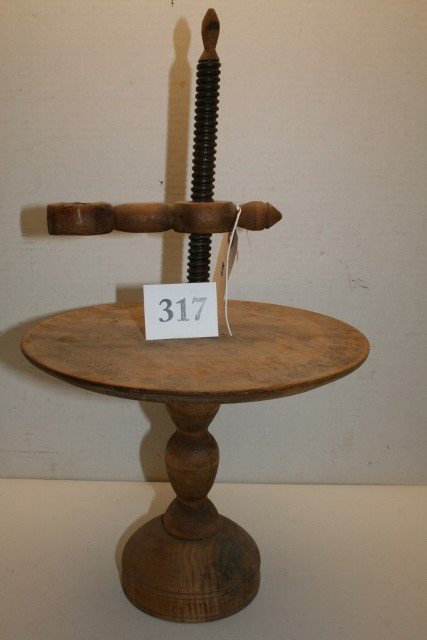Early Wood Screw Adjustable Candle Stand: Primitive Early Wood Screw Adjustable Candle Stand – 9 ½” x 16 ½” – Nice