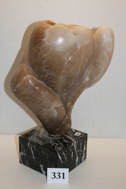 Alabaster on Marble Base Statue - HEAVY: 15” Tall Alabaster on Marble Base Statue – swivels on base (heavy)
