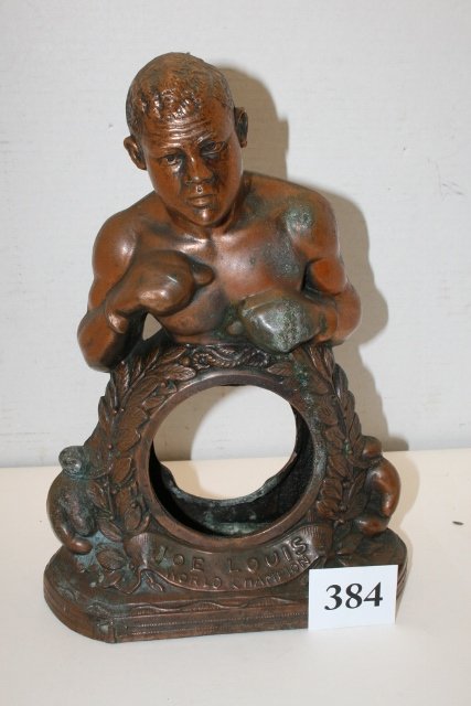 Joe Louis World Champion Clock Frame: Joe Louis World Champion Clock Frame – Copper color – pot metal – some pitting