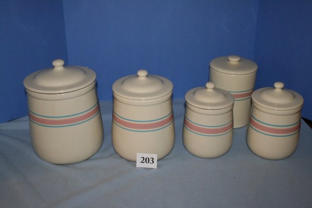 Yelloware Canister Set of 5: Yelloware Canister Set of 5 – 4 rounded, 1 square