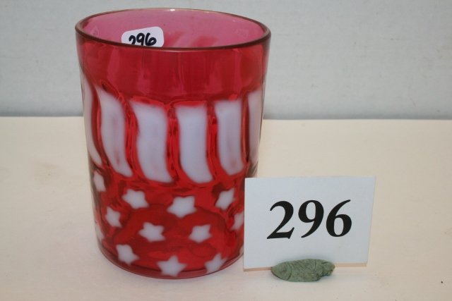 Cranberry Opal Stars/Stripes Tumbler: Cranberry Opal Stars/Stripes Tumbler – 3 ¾”