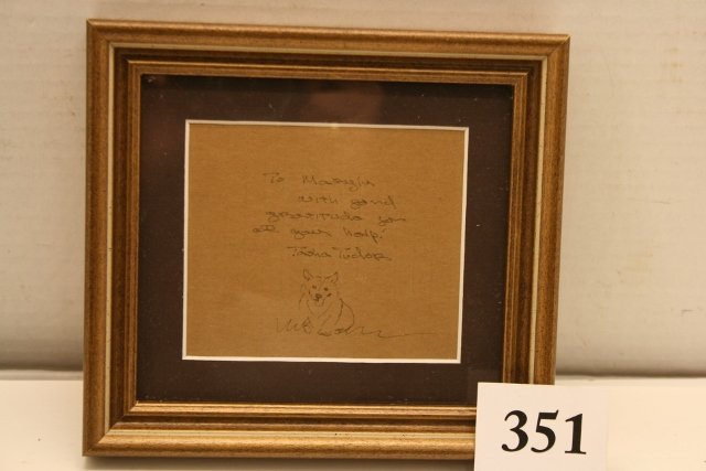 Original Drawing by Tasha Tudor: Original Drawing by Tasha Tudor – “To Marylu with great gratitude for all your help”