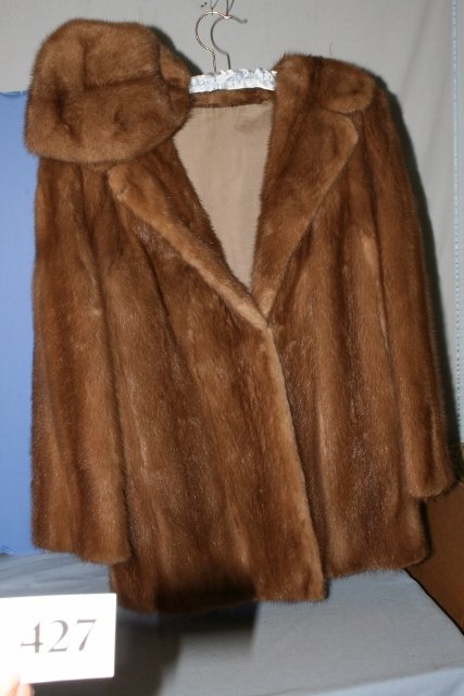 Light Brown Fur Coat: Light Brown Fur Coat with hat