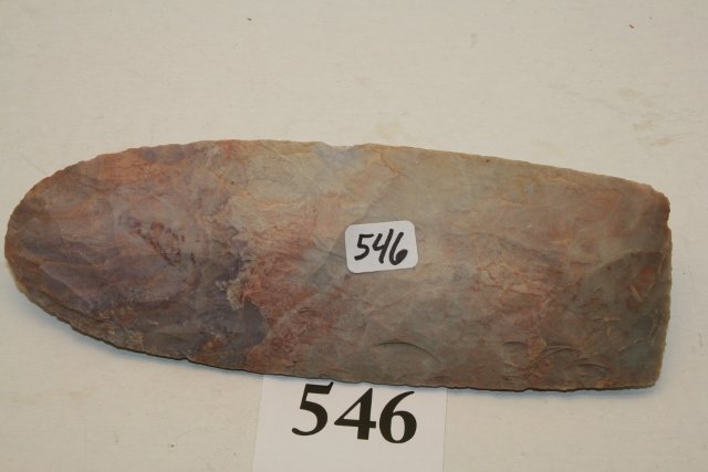 7 1/8” Nicely Chipped Celt: 7 1/8” Nicely Chipped Celt – Colorful Flint, one fresh ding to side