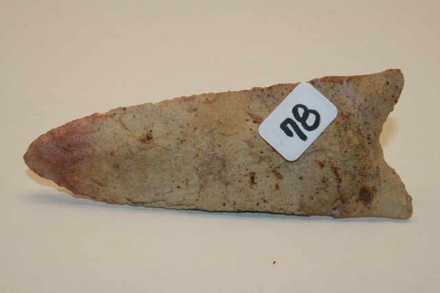 Burlington Chert Dalton Point: 4” Burlington Chert Dalton Point, Pike Co. Ill. Rausch Coll.