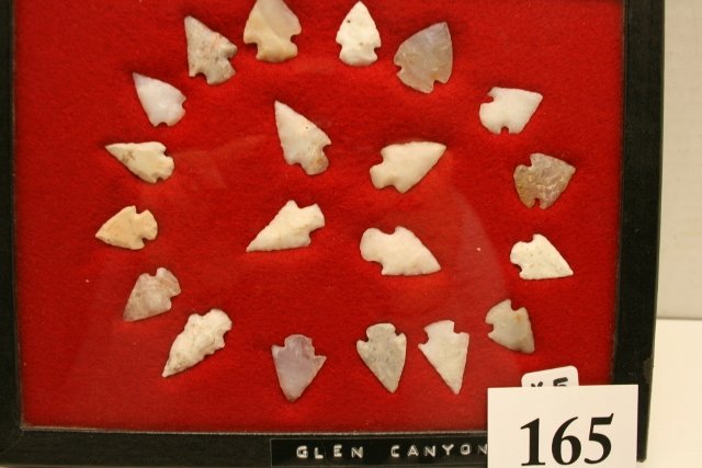 20 Bird Points: Frame containing 20 Bird Points, found by Roger Mullhan in Glen Canyon, Utah