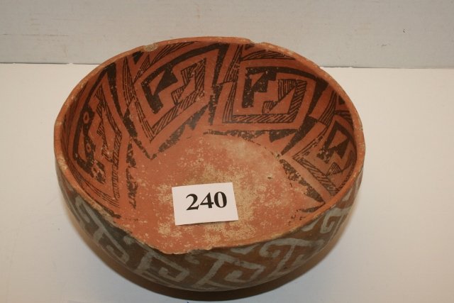 Anasazi White Mountain Redware: 8 ¼” x 4” Anasazi White Mountain Redware St. Johns Polychrome – Ex. Milt Loggins Coll. Several rim chips otherwise solid