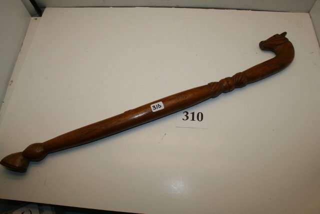 Carved Horse Dance Wand: 21 ¼” long Carved Horse Dance Wand – nicely carved with horse hoof on base of handle – circa 1990-1910
