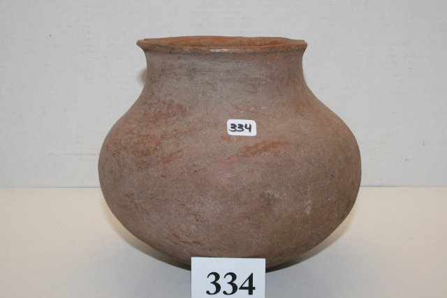 Anasazi Salado Tonto Red Pot: 8” x 7” Anasazi Salado Tonto Red Pot – small rim chips, solid Ex. Shipley – Strack Coll.