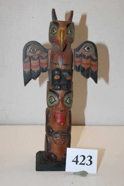Cedar Totem Pole Model: 10 ½” Cedar Totem Pole Model