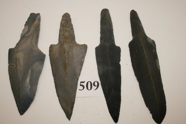 4 Mayan Flint Dagger: 4 Mayan Flint Dagger – age uncertain – largest 8 3/8”