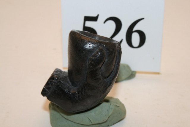 Eagle Claw Clasping Bowl Pipe: 1 ¼” Finley Carved Miniature Steatite Eagle Claw Clasping Bowl Pipe – Real Nice!
