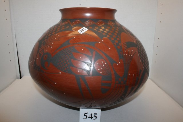 Polychrome Olla: 13 ½” x 11” Polychrome Olla – by Lucy D’Bulgarini with zoomorphic Figures – circa 1980