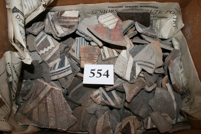 Pottery Chards: Large Box of Pottery Chards found in New Mexico – mostly Anasazi – Hohokam – Membres