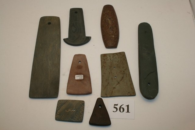 8 Contemporary “Artifacts”: Group consisting 8 Contemporary “Artifacts” 4 Pendants and 4 Gorgets, largest 7 7/8"