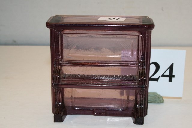 Piano Candy Container: Piano Candy Container, no closure, purple glass
