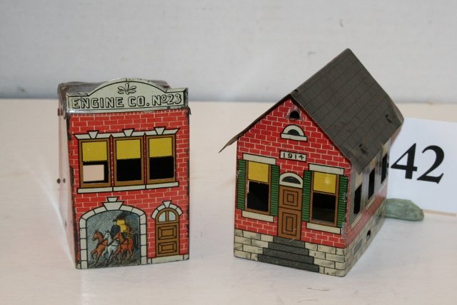 Engine Co. #23 and Village School House: Engine Co. #23 and Village School House Candy Container, no flag, no inserts